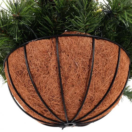 12-inch Christmas Decor Battery-operated Hanging Basket