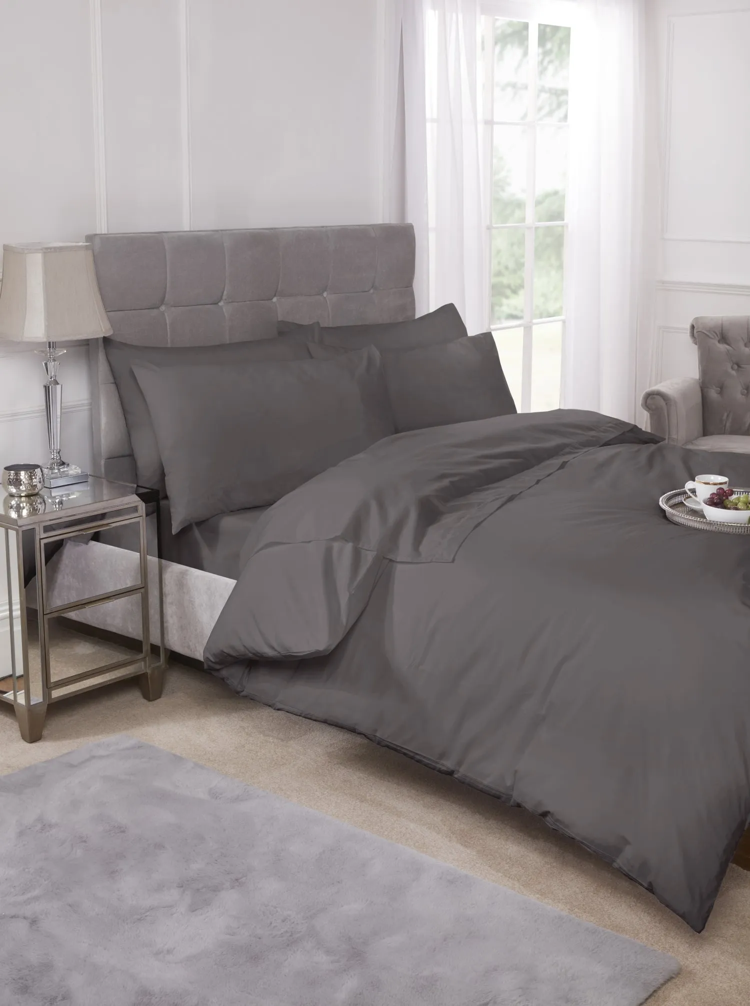 180 Thread Count Percale Duvet Set in Grey