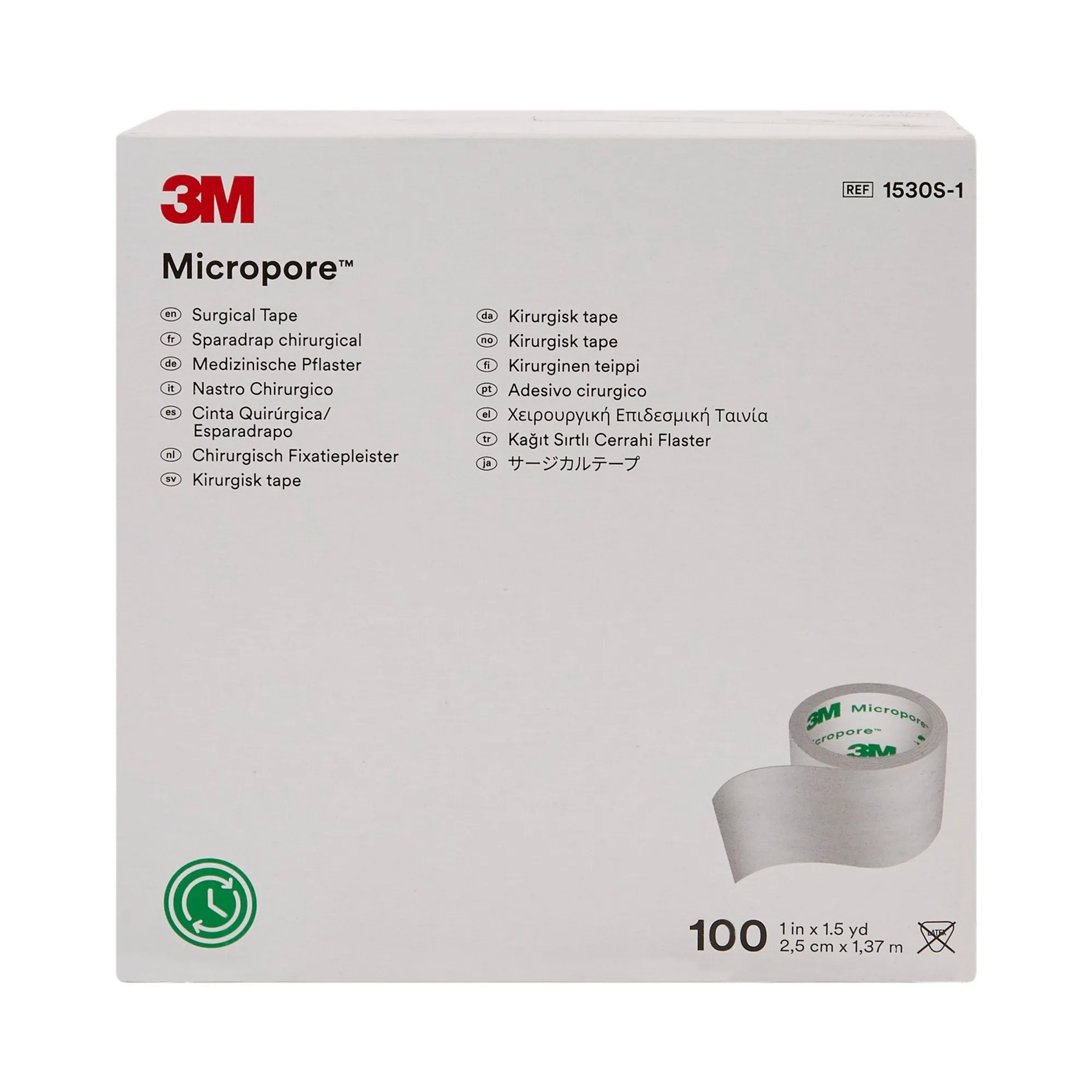 3M™ Micropore™ Paper Medical Tape, 1 Inch x 1-1/2 Yard, White, 1 Case of 500