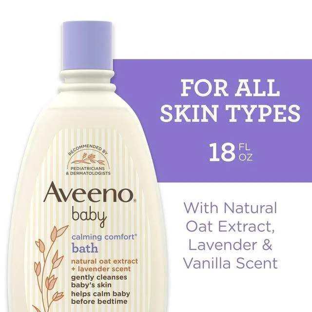 Aveeno Baby Calming Comfort Bath, Body & Hair Wash, Lavender and Vanilla Scent - 18oz