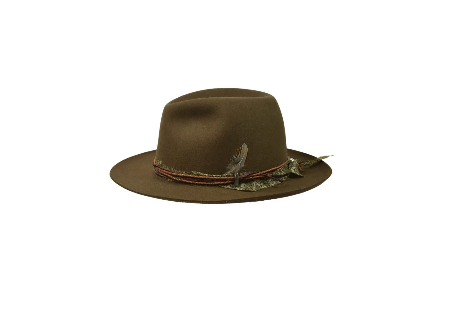 Beaver Fur Fedora Hat Moss