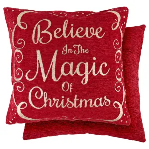 Believe in Christmas Chenille Cushion Cover Pair (40cm x 40cm)