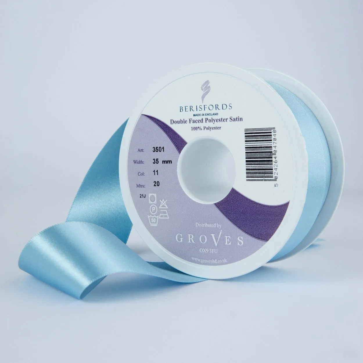 Berisfords Satin Ribbon, Saxe Blue