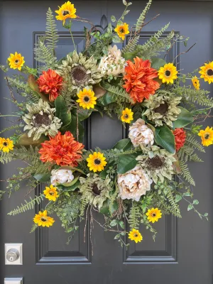 Black-Eyed Susan & Sunflower Fall Wreath