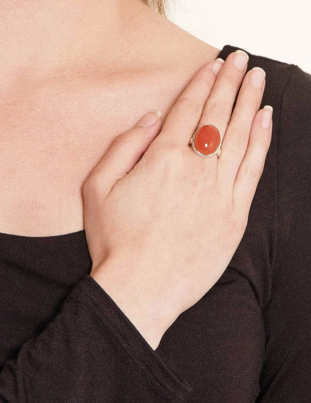 Carnelian Gemstone Ring - Adjustable Size 7-8