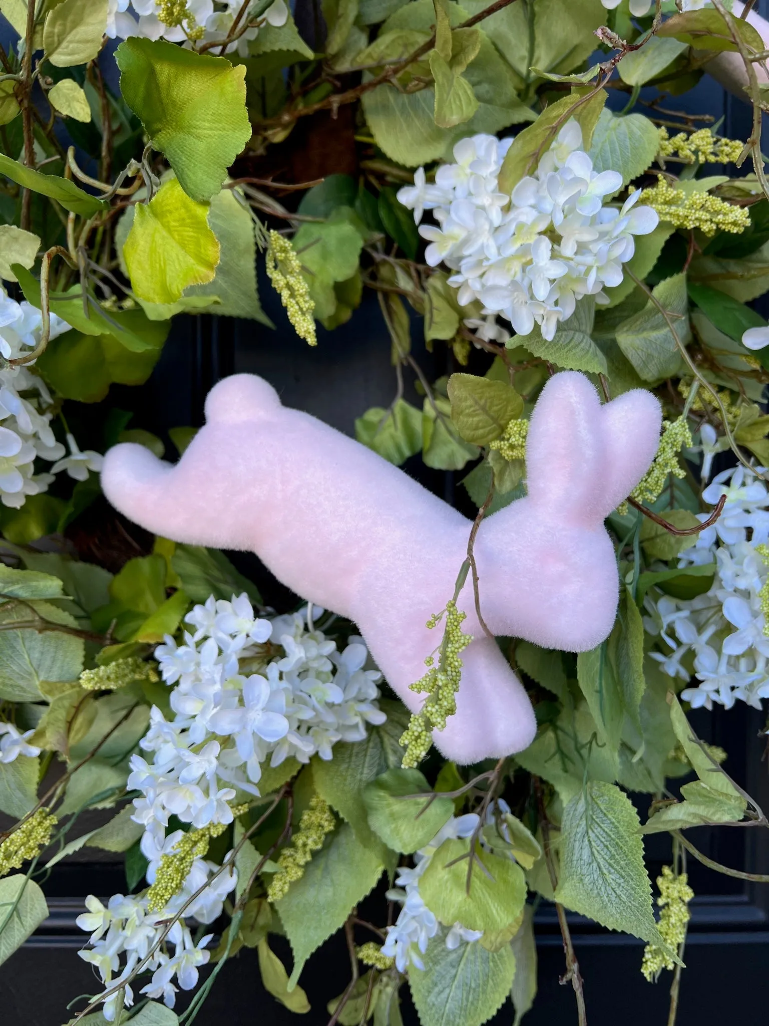 Cream Lilac Wreath with Bunnies