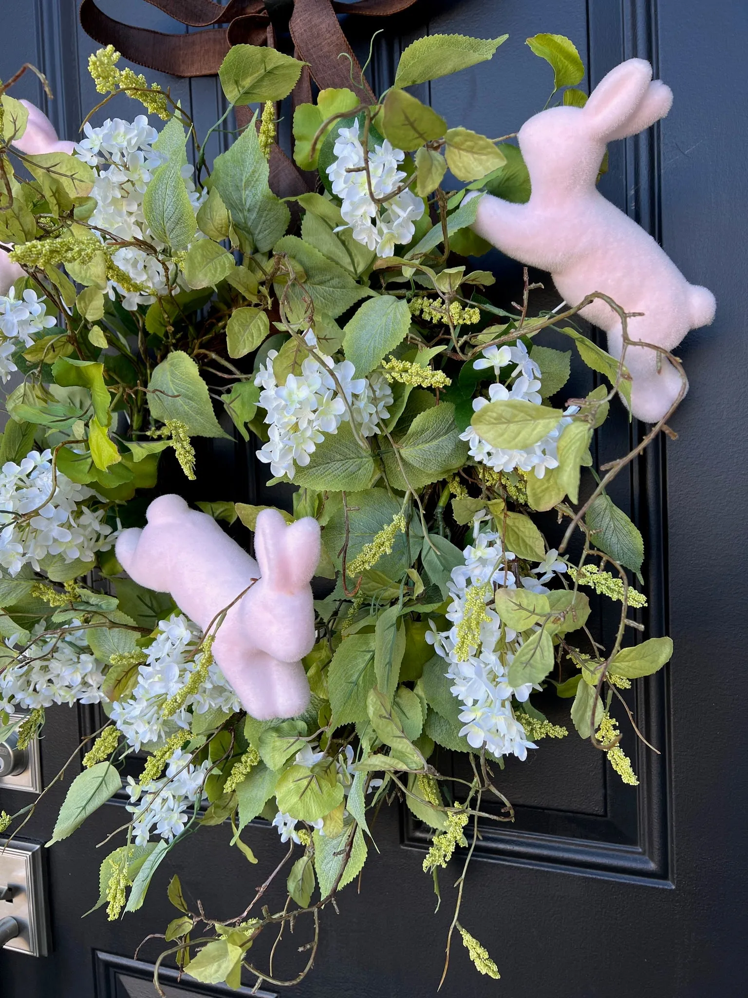 Cream Lilac Wreath with Bunnies