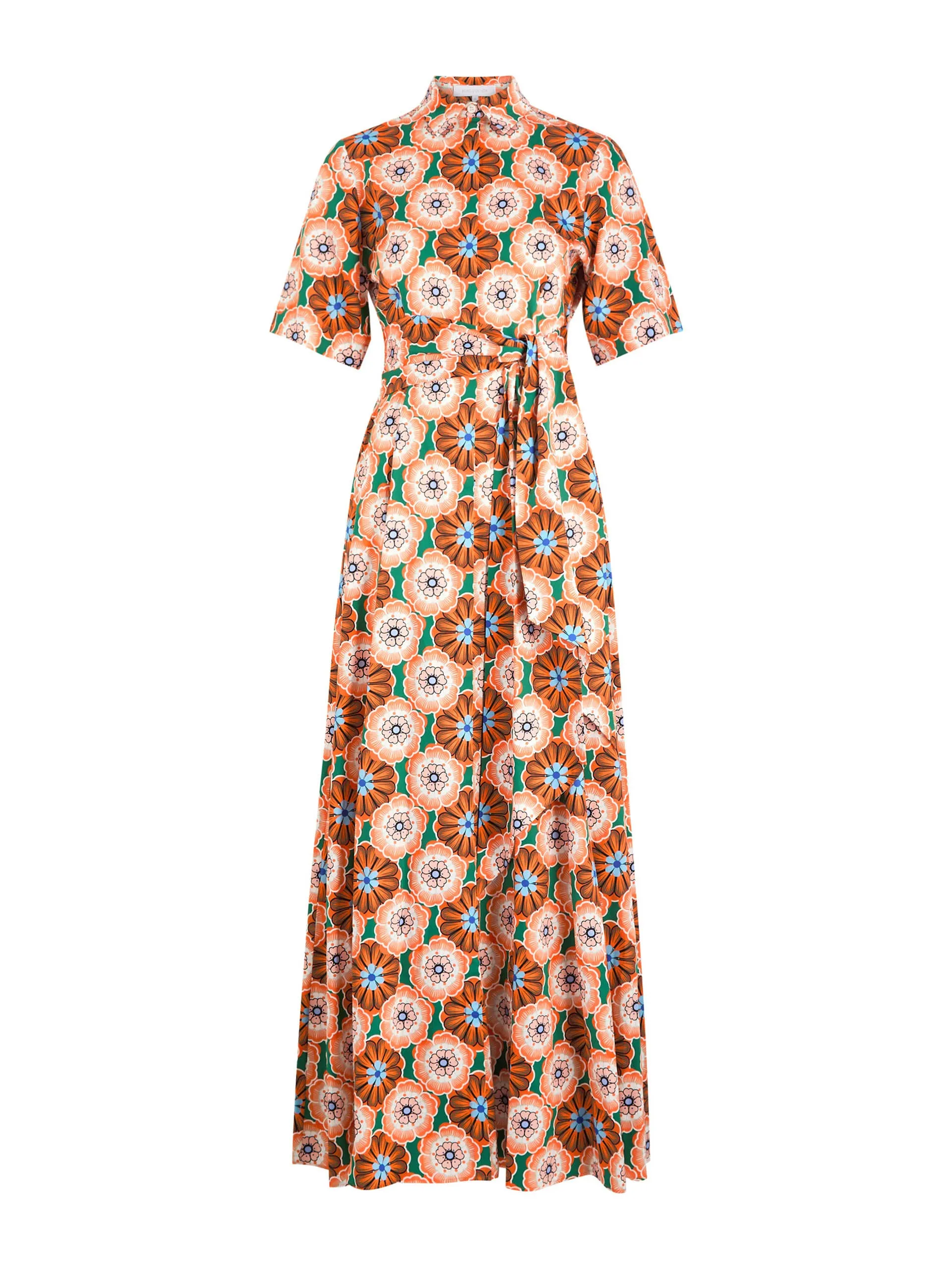 Flower pop orange Posie cotton maxi dress