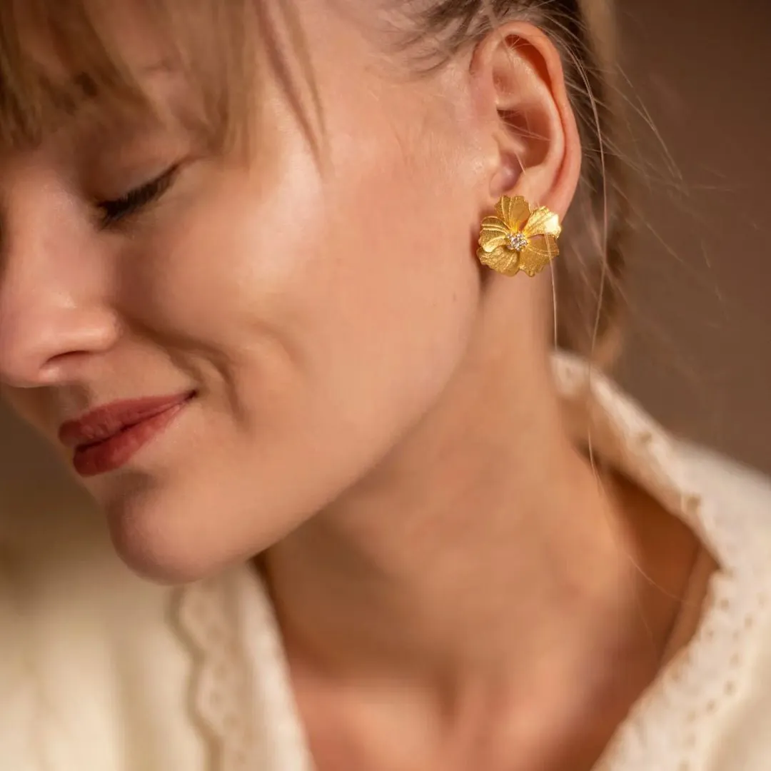 Golden Peony Earrings