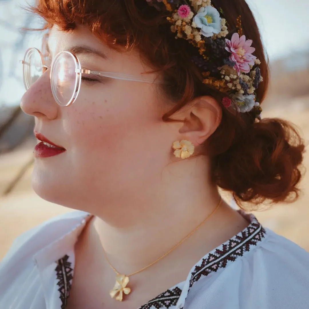 Golden Peony Earrings