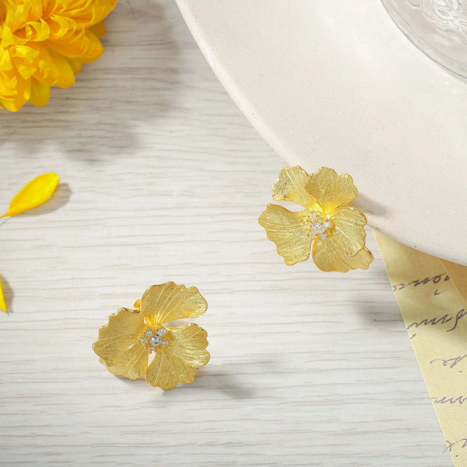 Golden Peony Earrings