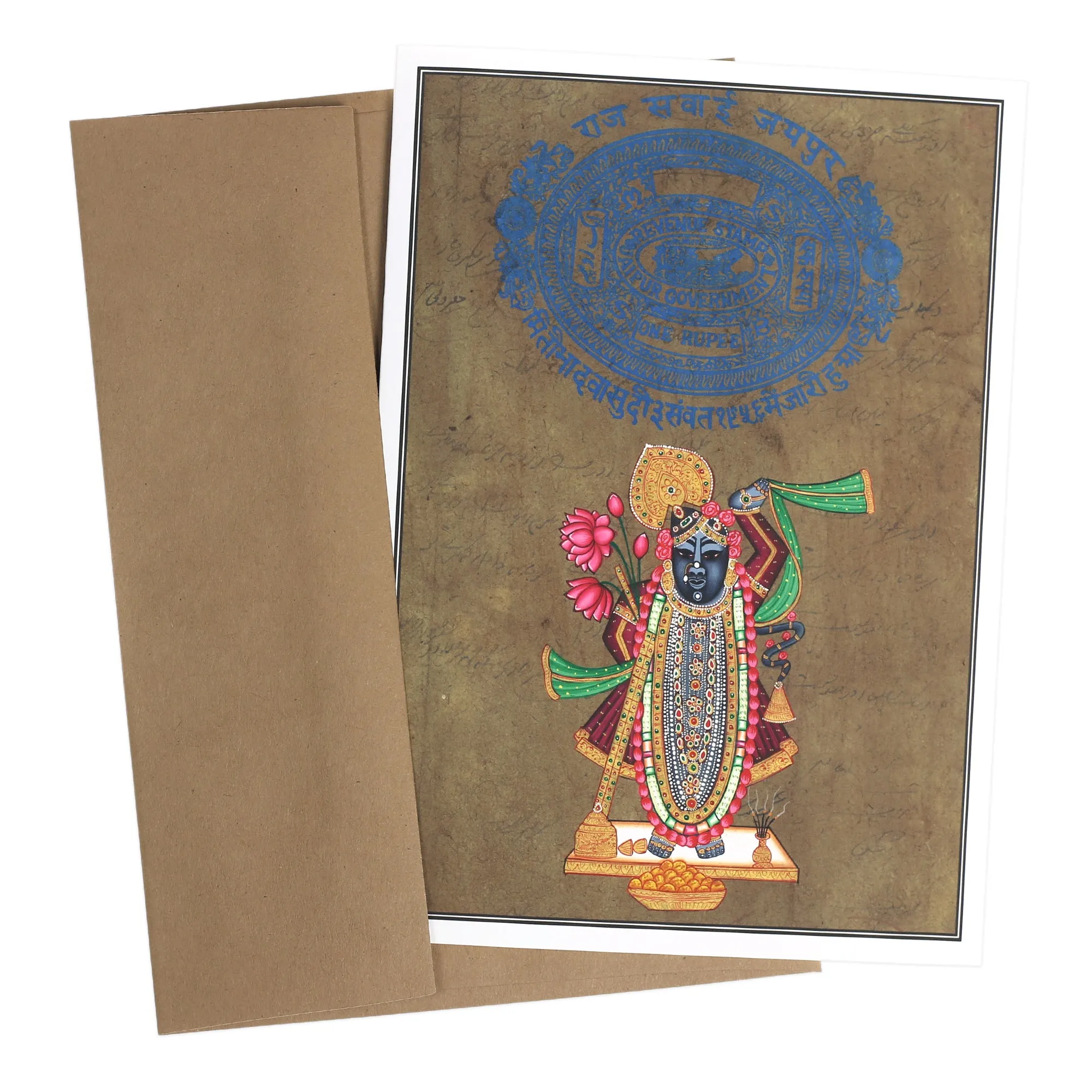 Greeting Card - Rajasthani Miniature Painting - Shrinathji - 5"x7"