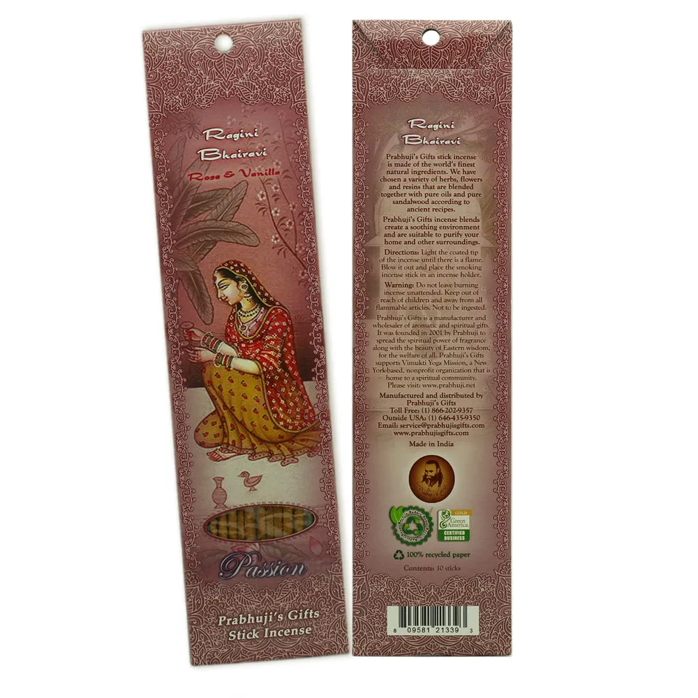 Incense Sticks Ragini Bhairavi - Rose and Vanilla - Passion