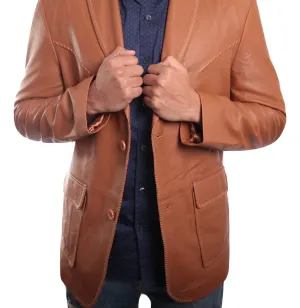 Mens Tan Western Blazer Whip Stitched