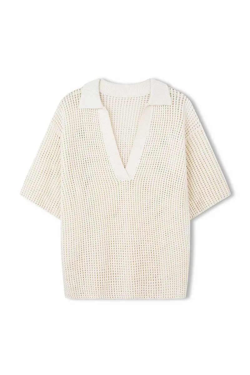 MILK COTTON CROCHET SHIRT-MILK