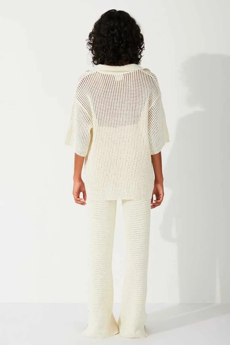 MILK COTTON CROCHET SHIRT-MILK