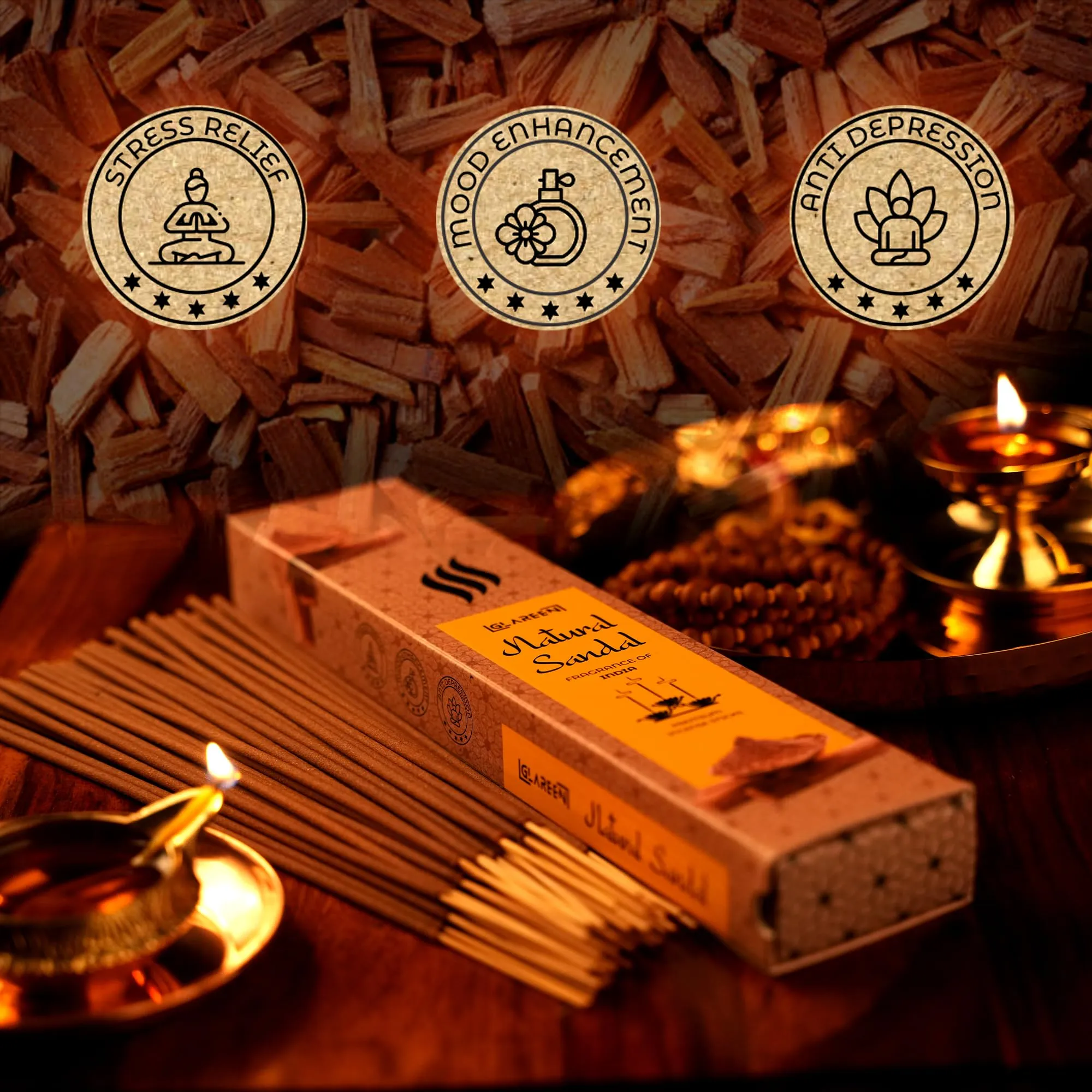 Natural Sandal Harmony: Pure Sandalwood Agarbatti Incense Sticks (Pack of 50) | Embrace Tranquility with Every Scented Breath