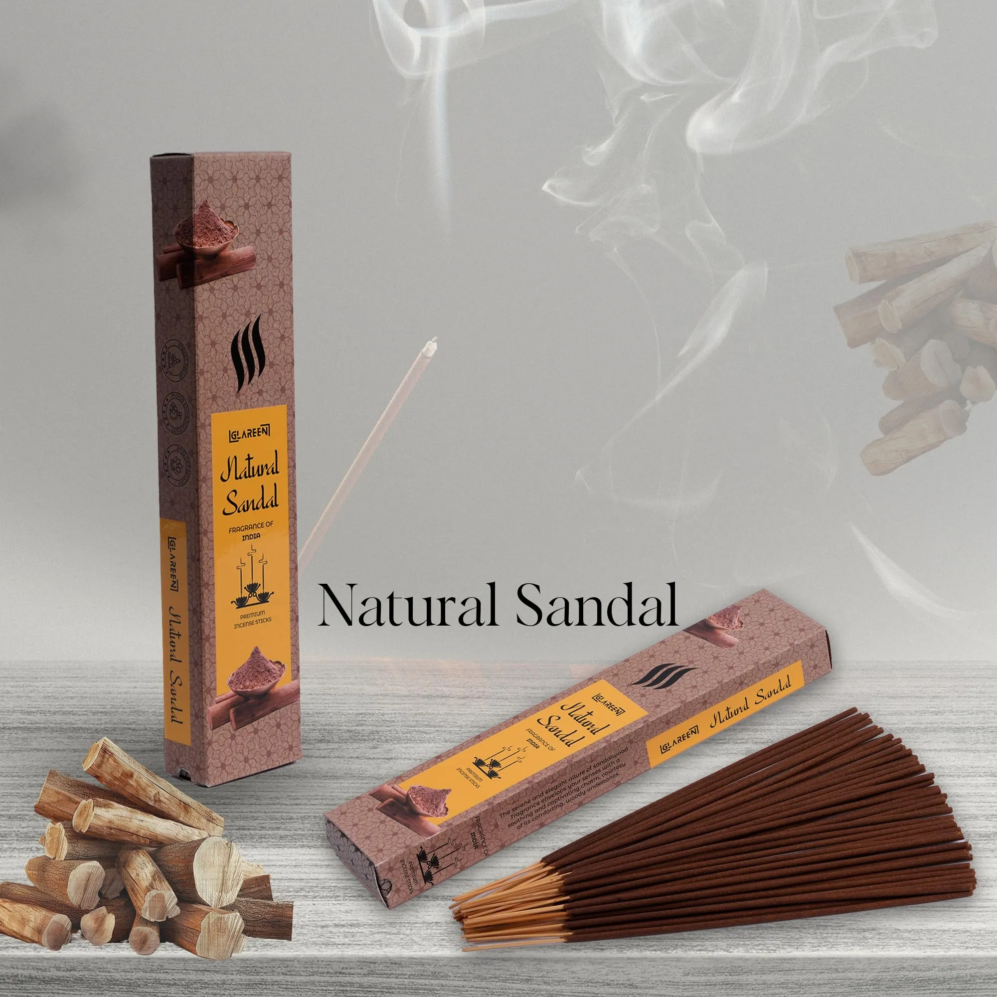 Natural Sandal Harmony: Pure Sandalwood Agarbatti Incense Sticks (Pack of 50) | Embrace Tranquility with Every Scented Breath