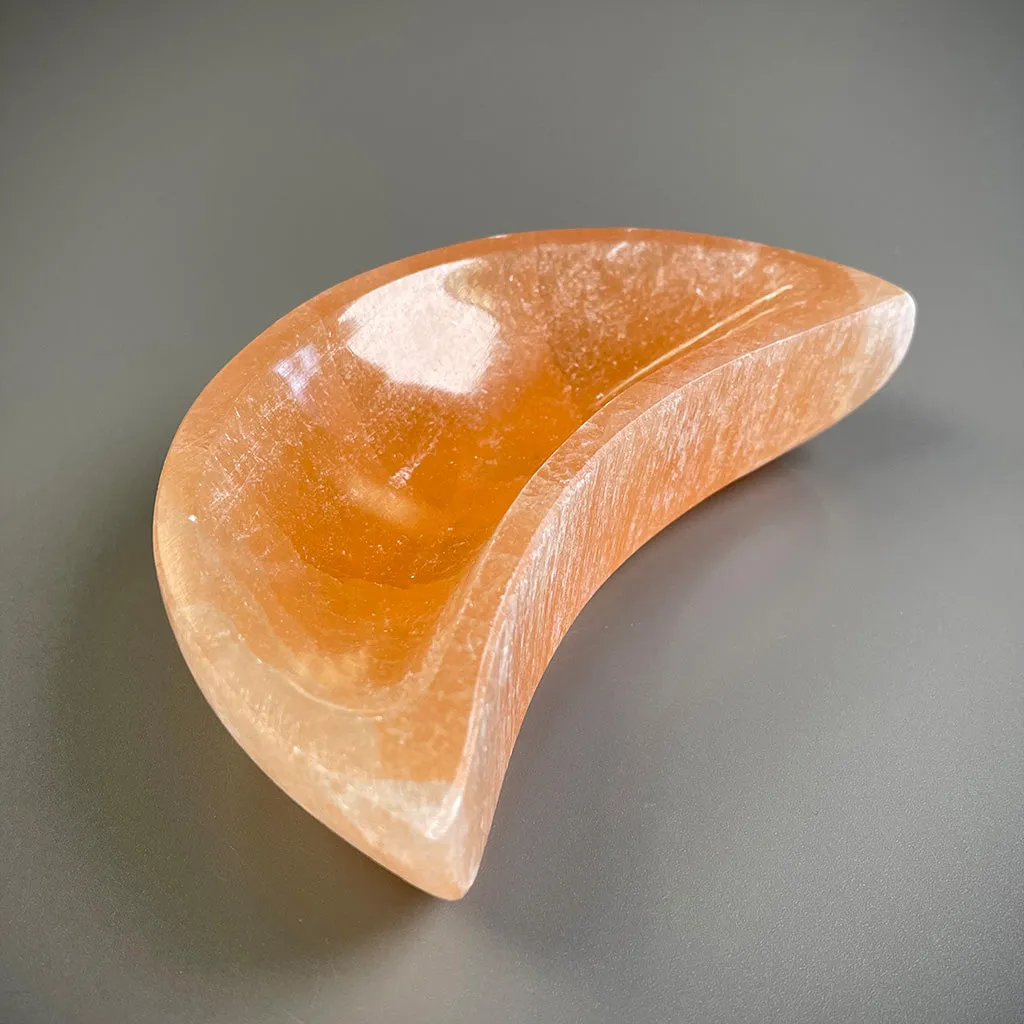 Peach Selenite Moon Bowl