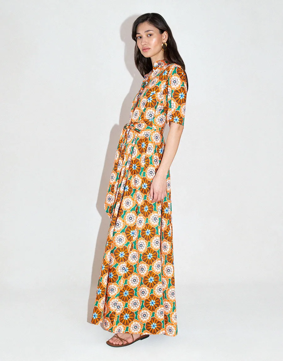 Posie Cotton Maxi Dress - Flower Pop Orange