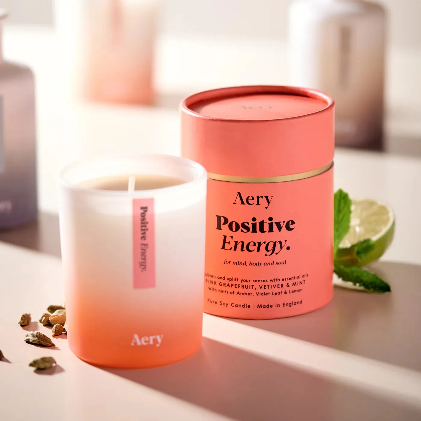 Positive Energy Scented Candle - Pink Grapefruit Vetiver and Mint - Aery Living