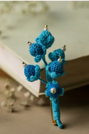 Samoolam Handmade Blue Beads Brooch