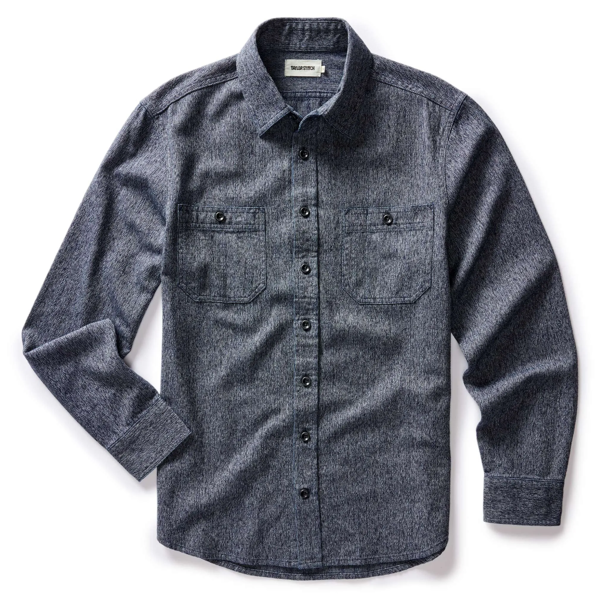 The Utility Shirt in Rinsed Indigo Herringbone